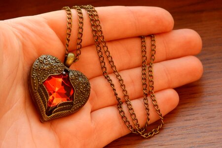 Winged heart red heart necklace photo