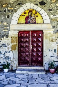 Virgin mary mosaic old photo