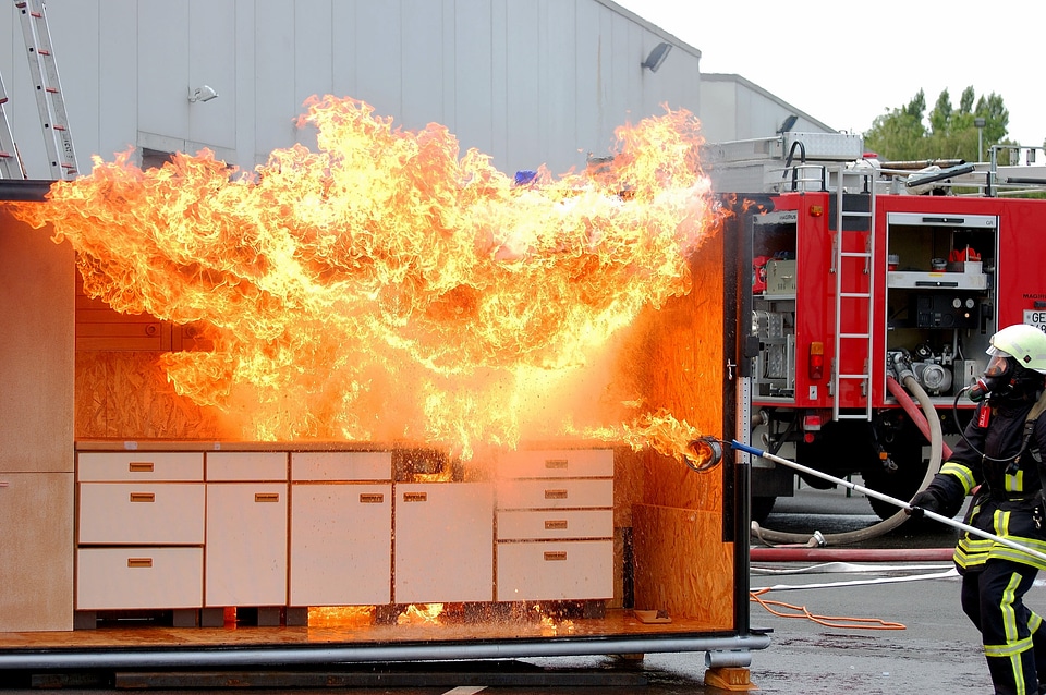 Flame fire fighter water