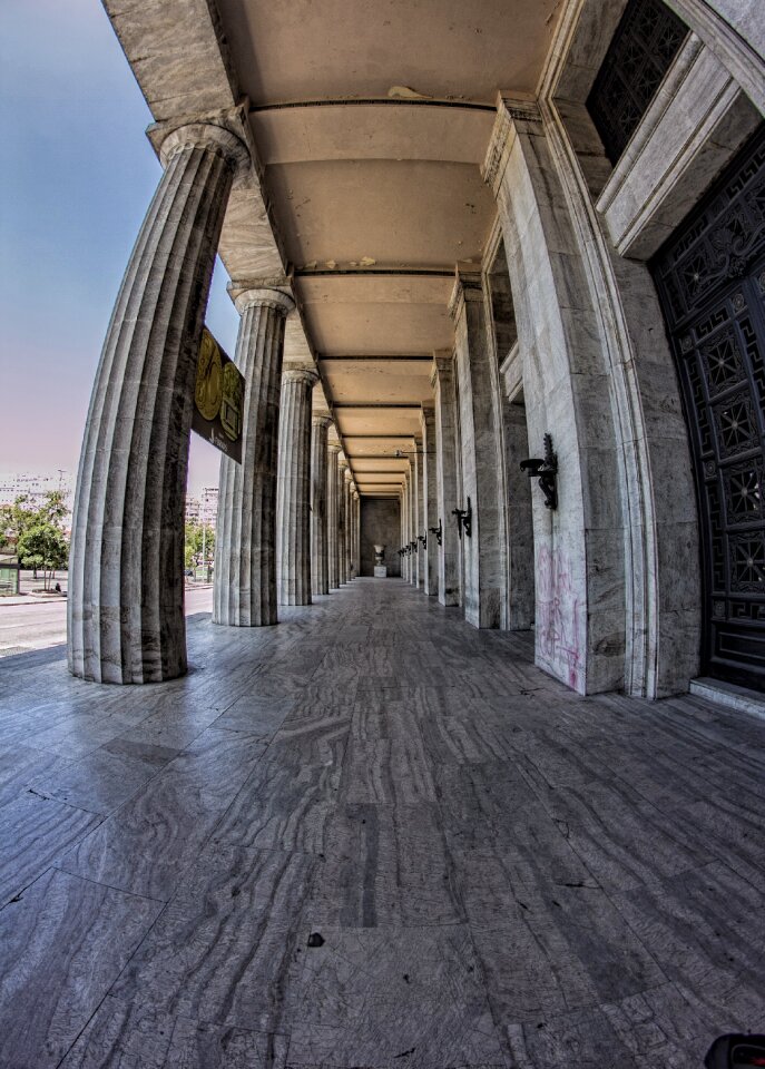 Cityscape building columns