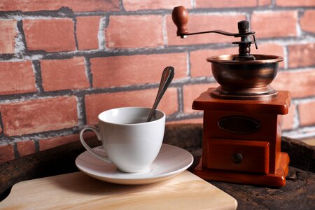 Espresso matchine brick wall