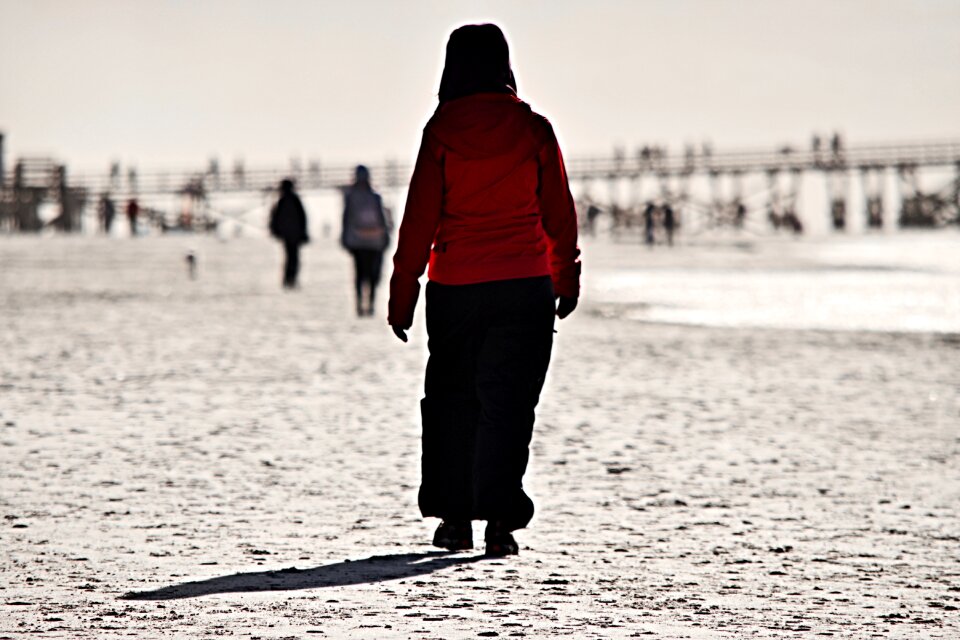 Beach walk red sand beach photo