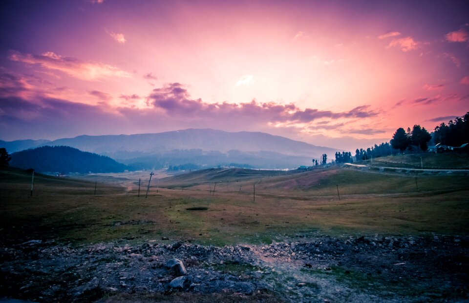 Sunset autumn in kashmir kashmir photo