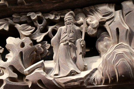 Wood carving the eight immortals life