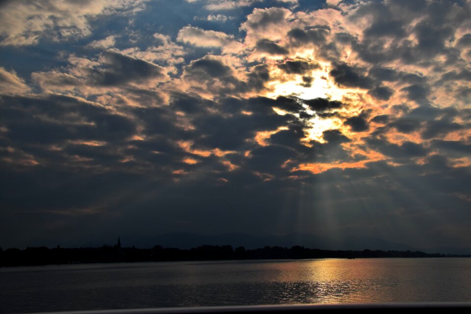 Romantic sunset setting sun
