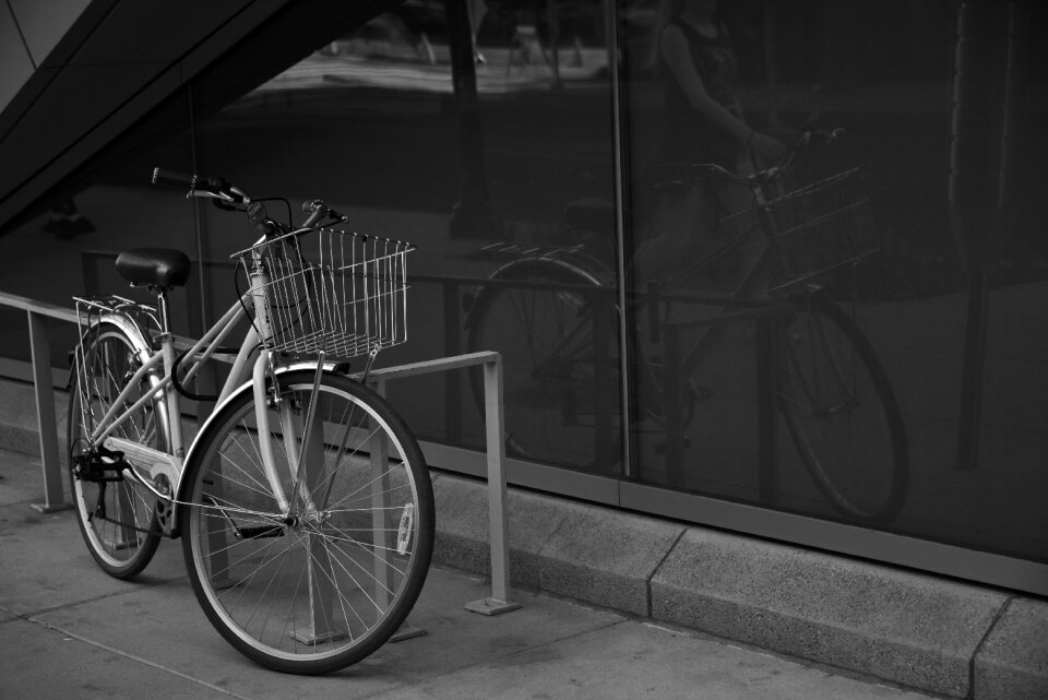 No people two-wheel bicycle black and white