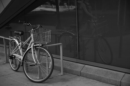 No people two-wheel bicycle black and white