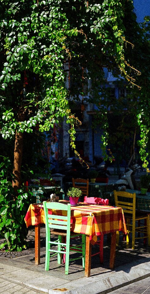 Table chairs greece