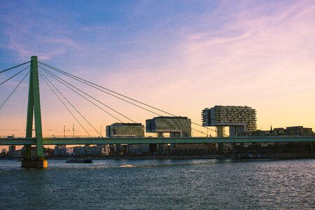 Bridge sunset kranhaus photo