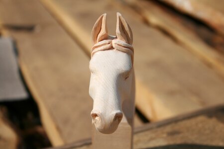 Woodcarving horse mongolia photo