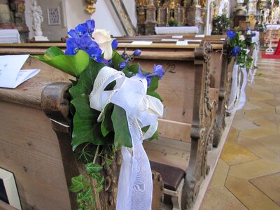 Benches floral decorations wedding decoration photo
