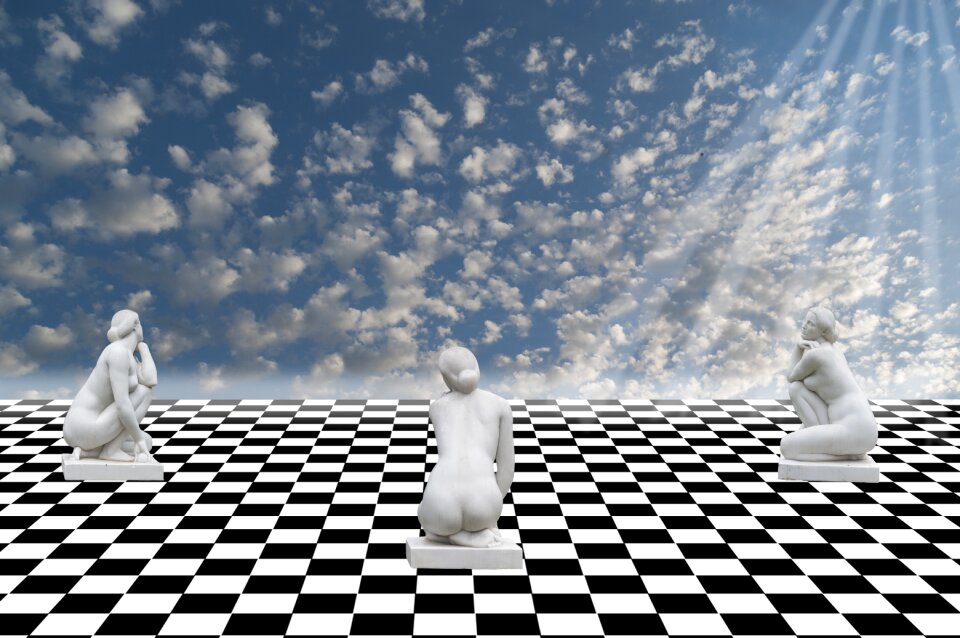 Sky chess statues