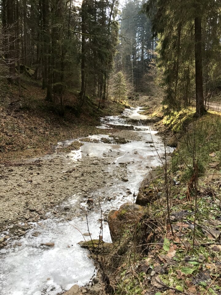 Frozen cold watercourse