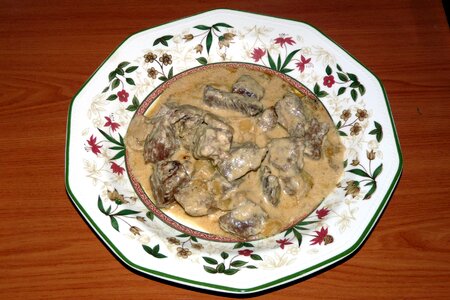Meat with cream stew meat veal in cream sauce