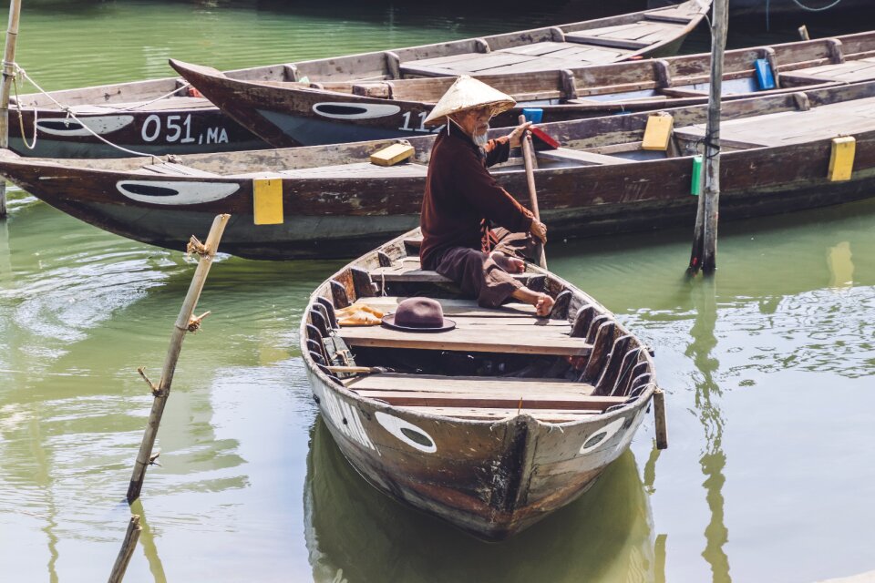 Helm fisherman wooden boat