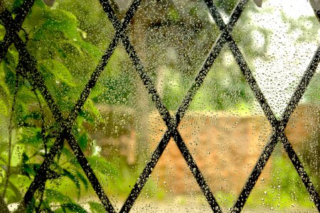 Wet drop rainy window photo