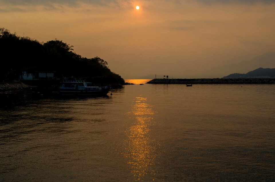 Sunset the water afterglow