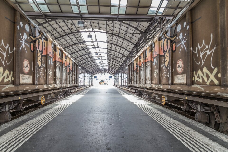Lucerne railway station track railroad track