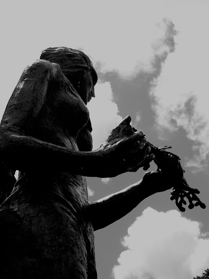 Woman sky clouds