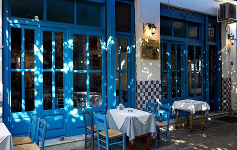 Greece blue restaurant photo