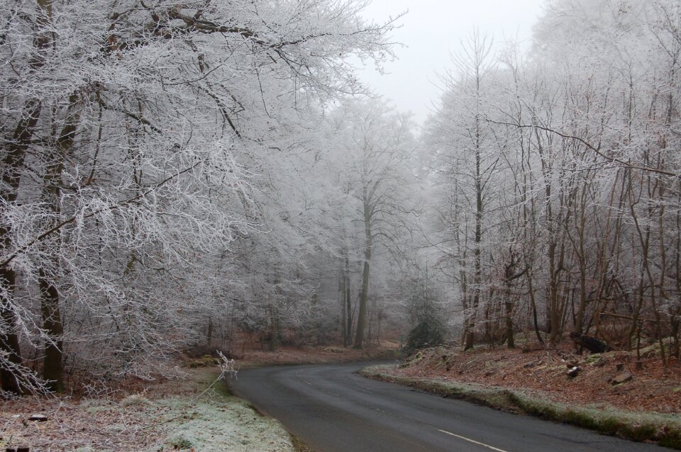 Icy road cold frost