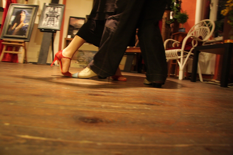 Dance steps shoes red