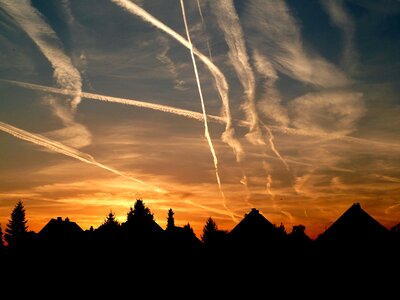 Sunset contrail afterglow