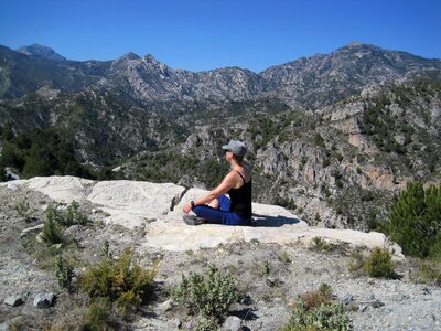 Woman hiking landscape
