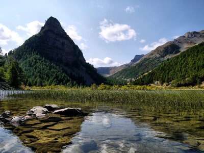 Mountain landscape reflections photo