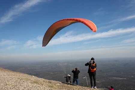 Flight paragliding blue