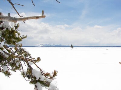 Frozen lake yellowstone yellowstone lake photo
