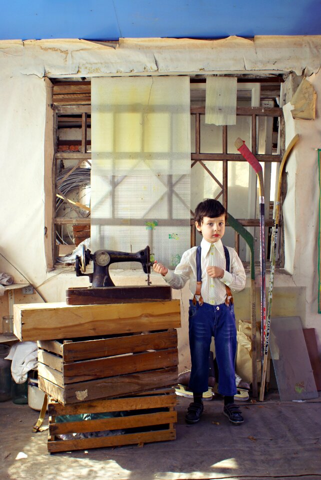 Barn rural landscape european boy photo