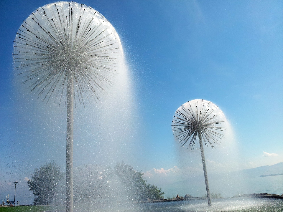 Fluent water feature summer day