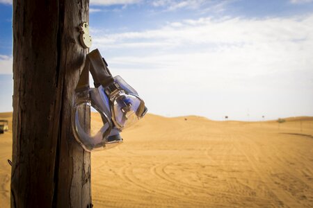 Desert goggles blue sky and white clouds