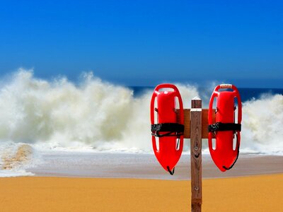 Rescuer lifeguard swim