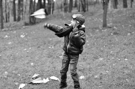 Boy autumn park
