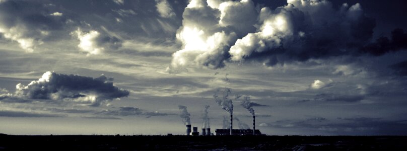 Power station chimneys smoke