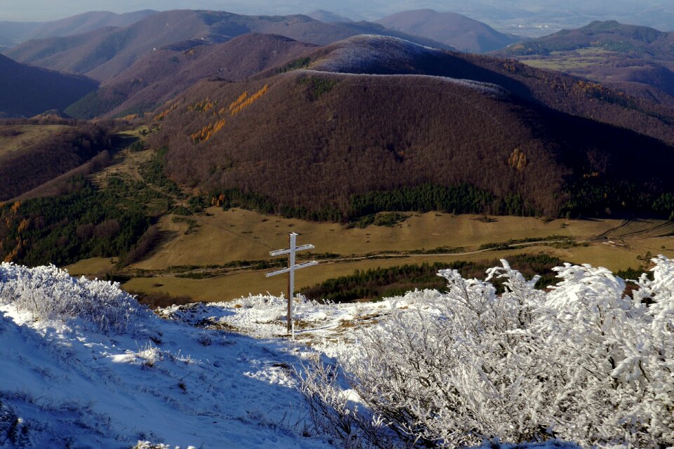 Snow autumn country