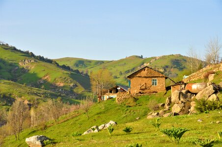 Central asia mountain house photo