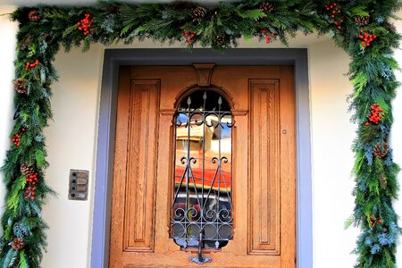 Entrance doors garland a stylized