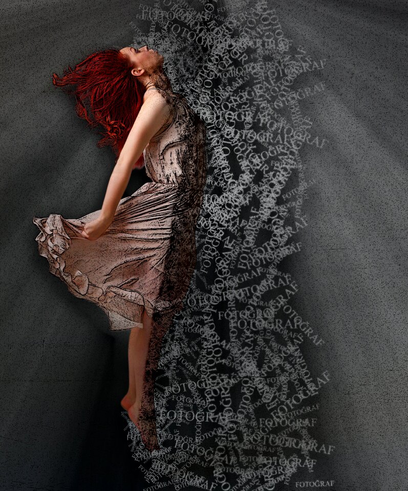 Girl read hair dress