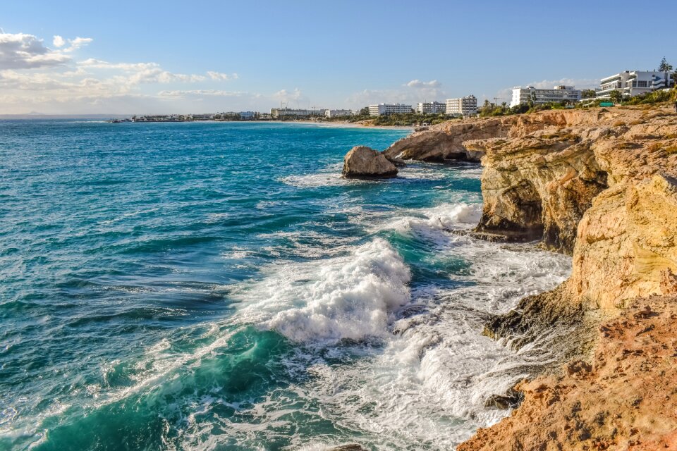 Rocky coast waves landscape
