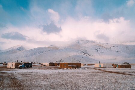 Snow holiday house in the desert