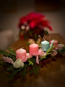 Contemplative christmas decoration candlelight photo