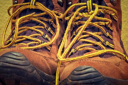 Outdoor leather shoes shoelaces photo