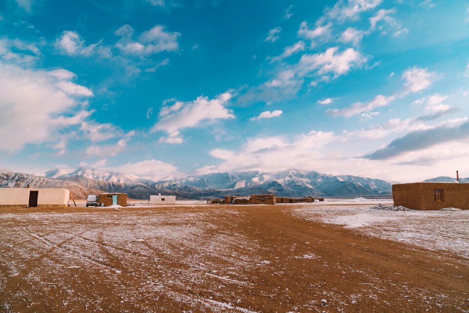 Snow holiday house in the desert