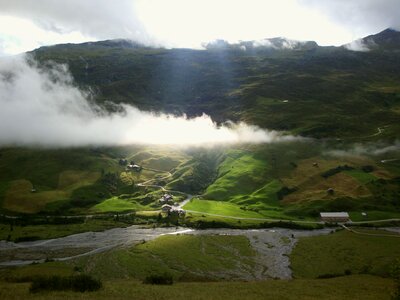 Bergdorf alp clouds