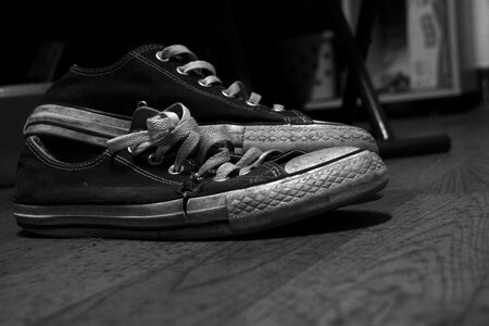 Black and white shoe obsolete photo