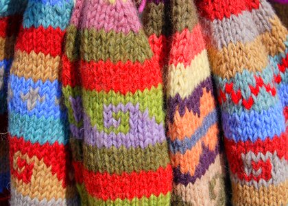 Colourful multi-colour knitted photo