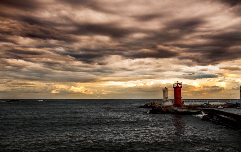 Lighthouse the evening cloud